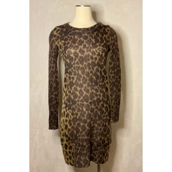J. Crew Women’s Soft Mohair Blend Leopard Print Knee Length Sweater Dress - Sm - Picture 1 of 4
